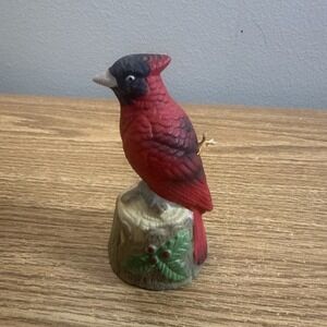 Vintage‎ Jasco Feathered Friends Red Cardinal Bird Ceramic Bell Figure